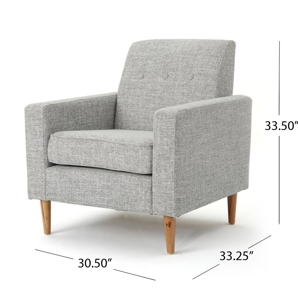English Elm Christopher Knight Home® - Sawyer Light Grey Mid-Century Modern Fabric Club Chair - 100% Polyester, Rubberwood Legs, Cozy Comfort 61237.00LGTW