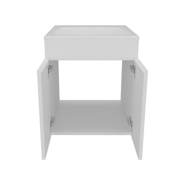 English Elm Bathroom Compact Vanity Cabinet 20.8" H – Engineered Wood Two-Door Storage, Modern Space-Saver White 24.8 L x 22.83 W x 11.81 H B097P395871
