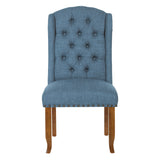 OSP Home Furnishings Jessica Tufted Wing Dining Chair Navy