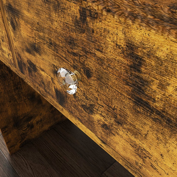 English Elm Modern Vanity Desk with Led Mirror 3 Drawers Built-in Outlet and Matching Chair Antique Brown W509P465834
