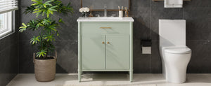 English Elm Christopher Knight Home® - 30 Inches Bathroom Vanity With Integrated Sink, Soft-Close Doors, Adjustable Shelf & Curved Design N817P299509G