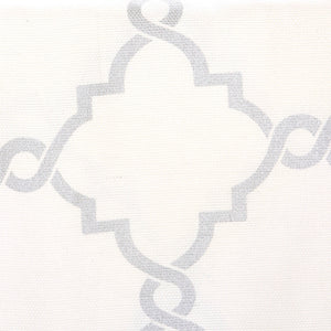 JLA Home Madison Park - Fretwork Metallic Fretwork Print Valance with Grommet Top — Textured Cotton-Blend Light Filter Ivory/Grey MP41-2399