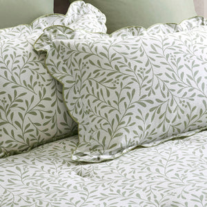 English Elm 5-piece Queen Microfiber Comforter Set Soft Printed Bedding with Decorative Pillows Sage Green B035P482936
