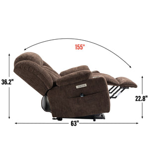 English Elm Up to 350 Lb Chenille Power Lift Recliner with Massage Heat and Usb Charging W1803S00048