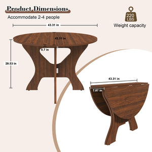 English Elm 43 Inch Foldable Mdf Dining Table with Warm Wood Grain Veneer for Compact Living Walnut W2700P409328