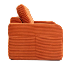 English Elm Convertible Floor Sofa Bed with Memory Foam and Ribbed Corduroy for Small Spaces Orange W395P438028