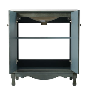 English Elm Christopher Knight Home® - 30" Vintage Bathroom Vanity with Rectangle Ceramic Sink, Rubber Wood Legs, Soft-Close Doors, Adjustable Shelves Antique blue green,Teal N817P245316B