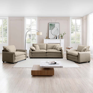 English Elm Luxurious Corduroy Sofa Set With Soft Cushions, Ideal For Living Rooms, Clubs, And Home Theaters W714S00705