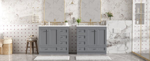 English Elm 72-inch Shaker Double Bathroom Vanity Gray Mdf with Resin Basins and Soft Close Storage N729P000029E