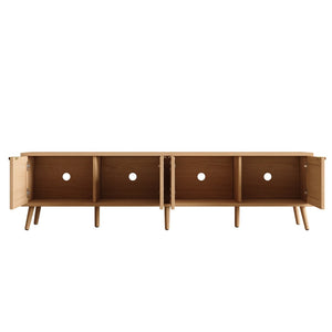 English Elm 70inch Rattan Door Media Console with Pine Legs and Cable Management for Living Room N710P365049P