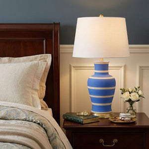 29 Inch Urn Table Lamp with Empire Shade Elegant Glam Bedside and Bedroom Accent Light