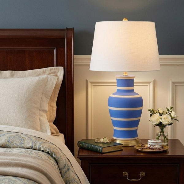 29 Inch Urn Table Lamp with Empire Shade Elegant Glam Bedside and Bedroom Accent Light