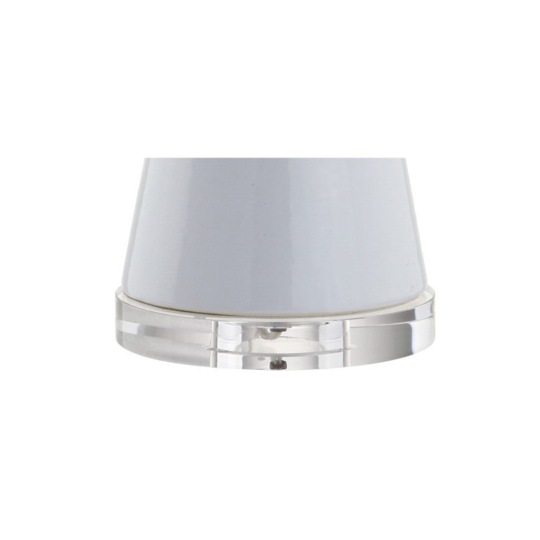 HomeRoots 29 Inch Clear Acrylic Table Lamp with Fabric Drum Shade for Modern Living Spaces 716003