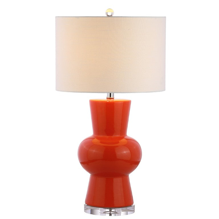 HomeRoots 29 Inch Clear Acrylic Table Lamp with Drum Shade for Modern Living Room Decor 716005