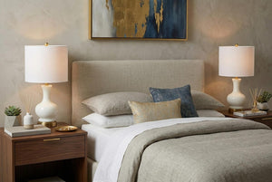 Set of Two Gold Finish Globe Shade Table Lamps for Stylish Living Room Ambiance