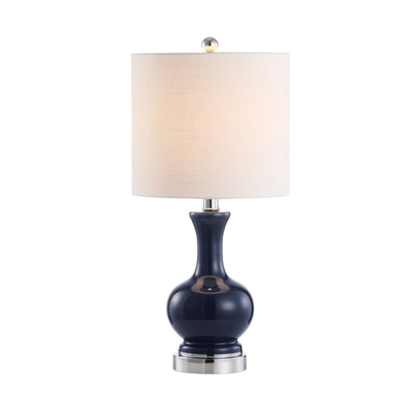 Set of Two Gourd Table Lamps with Drum Shades Elegant Bedside Lighting Duo