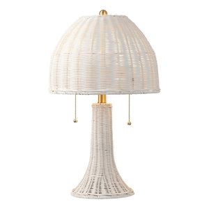 HomeRoots 22" Natural Table Lamp - Bohemian Dome Shade with Iron Base, Ideal for Cozy Living Spaces & Decor 716017