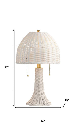 HomeRoots 22" Natural Table Lamp - Bohemian Dome Shade with Iron Base, Ideal for Cozy Living Spaces & Decor 716017