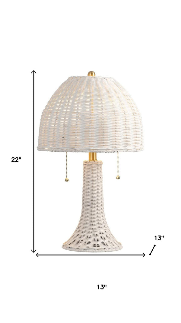 HomeRoots 22" Natural Table Lamp - Bohemian Dome Shade with Iron Base, Ideal for Cozy Living Spaces & Decor 716017