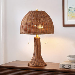 HomeRoots 22" Black Table Lamp with Rattan Dome Shade – Modern Bohemian Design for Cozy Ambient Lighting 716018