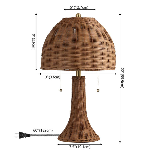 HomeRoots 22" Black Table Lamp with Rattan Dome Shade – Modern Bohemian Design for Cozy Ambient Lighting 716018