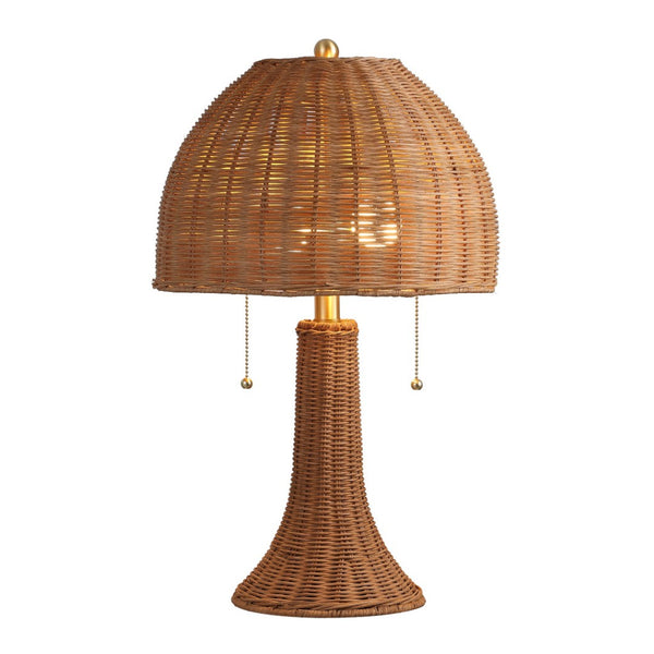HomeRoots 22" Black Table Lamp with Rattan Dome Shade – Modern Bohemian Design for Cozy Ambient Lighting 716018