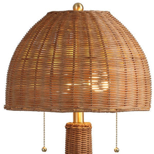 HomeRoots 22" Black Table Lamp with Rattan Dome Shade – Modern Bohemian Design for Cozy Ambient Lighting 716018