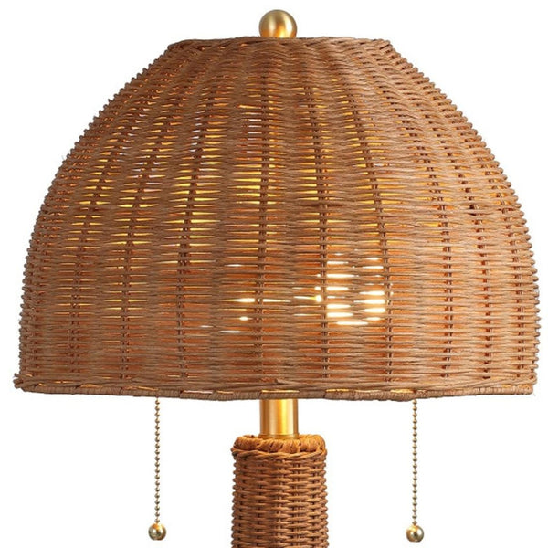 HomeRoots 22" Black Table Lamp with Rattan Dome Shade – Modern Bohemian Design for Cozy Ambient Lighting 716018