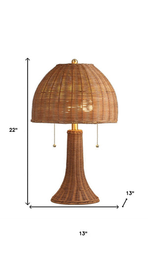HomeRoots 22" Black Table Lamp with Rattan Dome Shade – Modern Bohemian Design for Cozy Ambient Lighting 716018