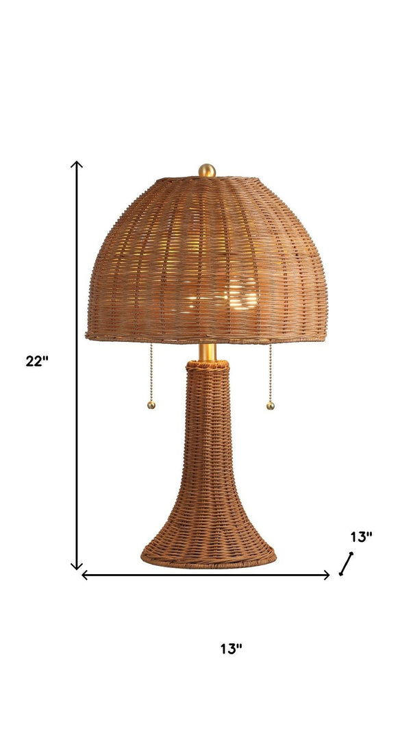 HomeRoots 22" Black Table Lamp with Rattan Dome Shade – Modern Bohemian Design for Cozy Ambient Lighting 716018