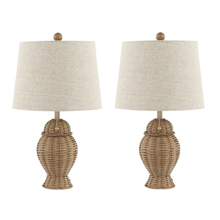 HomeRoots Set of Two Warm Beige Urn Table Lamps Featuring Classic Empire Shades for Living Rooms 716019