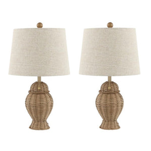 HomeRoots Set of Two Warm Beige Urn Table Lamps Featuring Classic Empire Shades for Living Rooms 716019