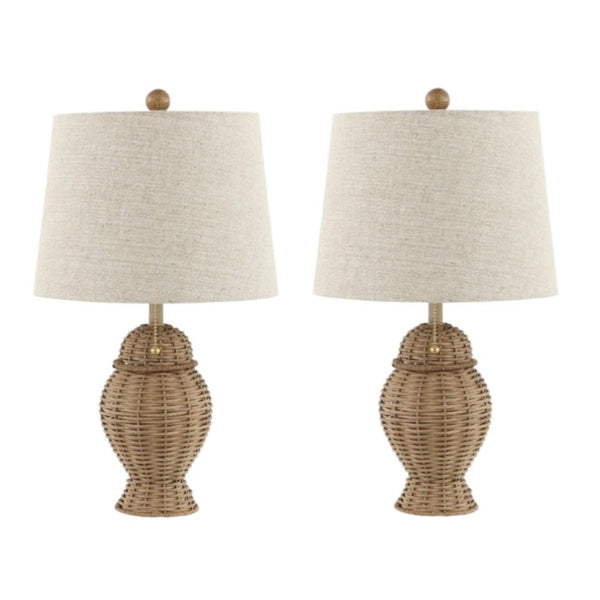 HomeRoots Set of Two Warm Beige Urn Table Lamps Featuring Classic Empire Shades for Living Rooms 716019