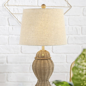 Set of Two Warm Beige Urn Table Lamps Featuring Classic Empire Shades for Living Rooms