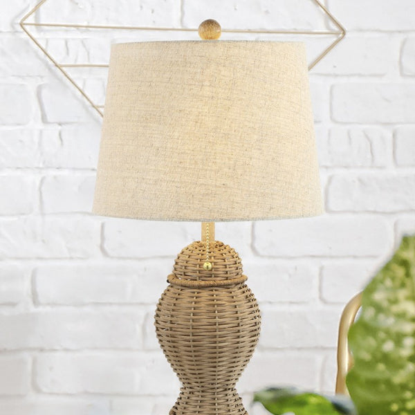 Set of Two Warm Beige Urn Table Lamps Featuring Classic Empire Shades for Living Rooms