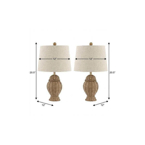 Set of Two Warm Beige Urn Table Lamps Featuring Classic Empire Shades for Living Rooms