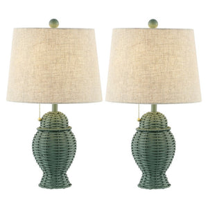 Set of Two Urn Table Lamps with Empire Shades for Classic and Elegant Bedroom Lighting Decor