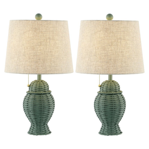 Set of Two Urn Table Lamps with Empire Shades for Classic and Elegant Bedroom Lighting Decor