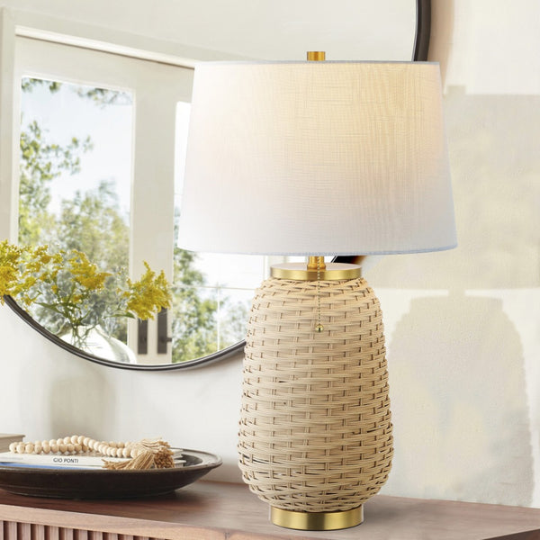 HomeRoots 25" Antiqued Bronze Urn Table Lamp with Elegant Empire Shade for Warm Ambient Lighting & Style 716025