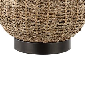 HomeRoots 22" Clear Novelty Table Lamp with White Linen Shade, Modern Iron Base & Built-In USB Charging Outlet 716034