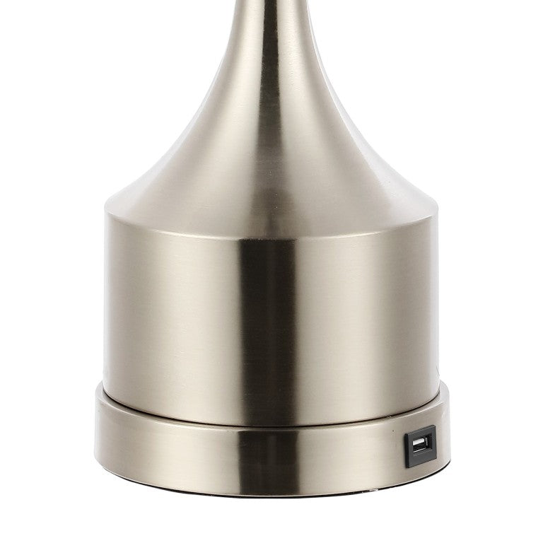 HomeRoots Set of Two Nickel Finish Table Lamps with Classic Empire Shades for Elegant Rooms 716027