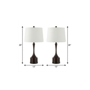 Set of Two Antiqued Bronze Usb Table Lamps with Classic Empire Shades for Bedside