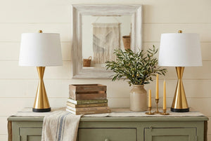 Set of Two Black Empire Shade Table Lamps for Modern Living Room Accent Lighting