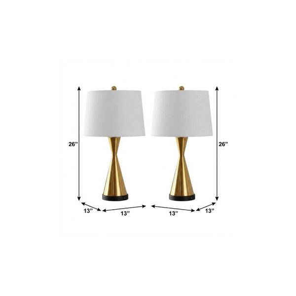Set of Two Black Empire Shade Table Lamps for Modern Living Room Accent Lighting