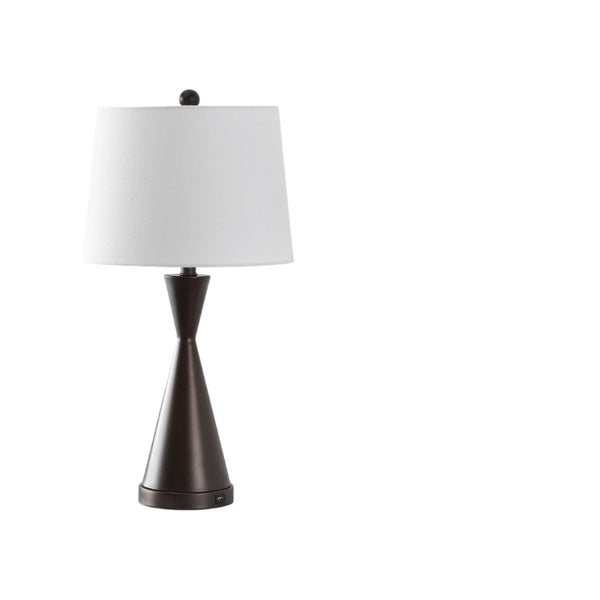 Set of Two Antiqued Bronze Finish Table Lamps with Classic Empire Shades for Any Room