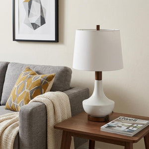 23 Inch Brown Globe Table Lamp with Empire Shade for Bedroom Nightstand Decor