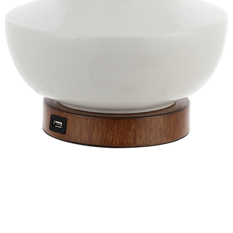 HomeRoots 23 Inch Brown Globe Table Lamp with Empire Shade for Bedroom Nightstand Decor 716032