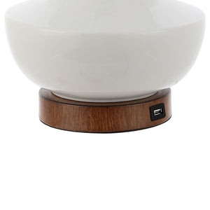 23 Inch Brown Globe Table Lamp with Empire Shade for Bedroom Nightstand Decor