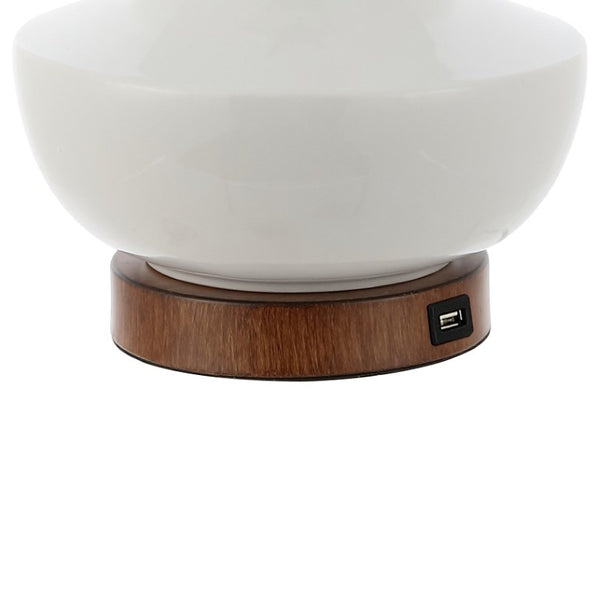 23 Inch Brown Globe Table Lamp with Empire Shade for Bedroom Nightstand Decor