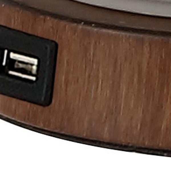 23 Inch Brown Globe Table Lamp with Empire Shade for Bedroom Nightstand Decor
